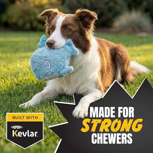 Bite Force - Durable & Strong Dog Toy Blue Whale with Squeaker, Kevlar-Reinforced Seams for Aggressive chewers- Blue. - color: Regular - Blue Whale