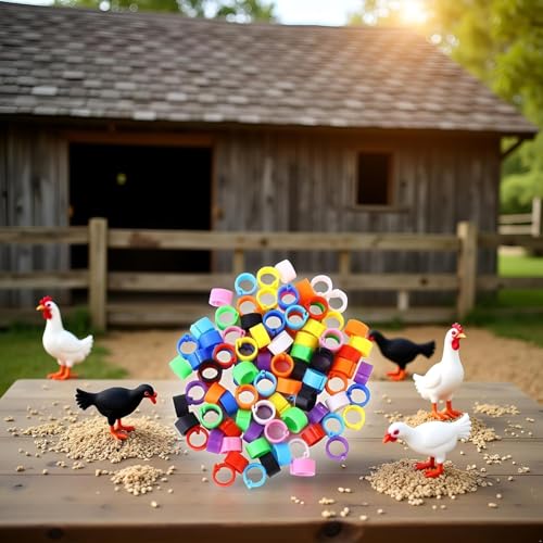 100 Pcs Multicolor 8mm Poultry Leg Rings, 10 Colors Foot Bird Identification Leg Bands Clip-on Rings for Birds, Ducks and Chickens, Poultry Habitat Supplies