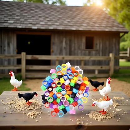 100 Pcs Multicolor 8mm Poultry Leg Rings, 10 Colors Foot Bird Identification Leg Bands Clip-on Rings for Birds, Ducks and Chickens, Poultry Habitat Supplies