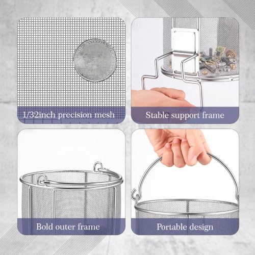 1 Pcs 1/32″ Mesh 2 Gallon Dip and Drain Stainless Steel Part Cleaning Strainer Basket for Buckets Swing Handle for Mechanics Auto Parts Washing Garage Shop Home Workshop, Bucket Not Included - size: 2 Gallon,1/32″