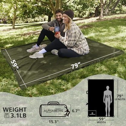 AlphaBeing Waterproof Outdoor Blanket with Merino Wool, Extra Thick Warm, Windproof, Packable Stadium Blankets for Cold Weather, Camping Gift, Pet, Car, Picnic, Concerts, 79" x 59", Olive - color: Olive