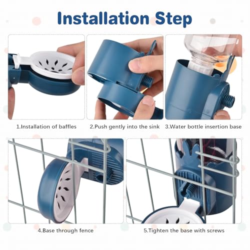 kathson Rabbit Water Dispenser for Cage 17 Oz Hanging Guinea Pig Water Bottle No Drip Gravity Automatic Bunny Water Bottle No Leak Small Animal Water Bottle for Chinchilla Ferret Hamster (Dark Blue) - color: Dark Blue
