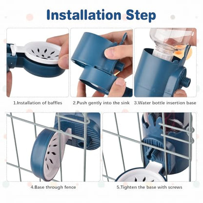 kathson Rabbit Water Dispenser for Cage 17 Oz Hanging Guinea Pig Water Bottle No Drip Gravity Automatic Bunny Water Bottle No Leak Small Animal Water Bottle for Chinchilla Ferret Hamster (Dark Blue) - color: Dark Blue
