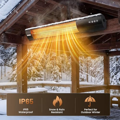 Electric Patio Heater, 1500W Wall Mounted Outdoor Heater with Remote Control & 24H Timer, IP65 Waterproof Carbon Infrared Heater for Backyard, Gazebo, Garage and Restaurant - size: Pure Warmth