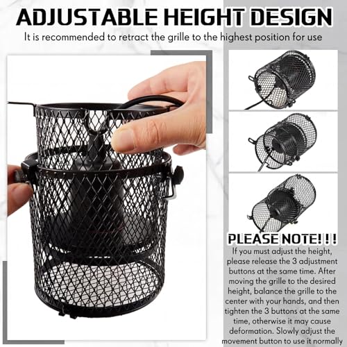 VIHOSE 1 Pcs Reptile Heat Lamp Holder Retractable Anti Scald Lampshade Ceramic Heat Emitter Heating Lamp Shade with Switch for Pet Amphibian Snakes Lizards Turtle Frogs Chicks, Without Bulb (Black) - color: Black