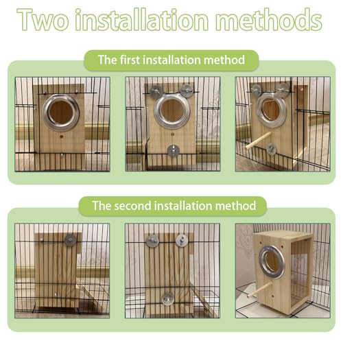 Parakeet Nesting Box Transparent Bird Nest Breeding Box with Perch | 7.87 X 4.72 X 4.72 inch Parrot Mating Box Wood Bird House Aviary for cage (S vertical) - style: S vertical