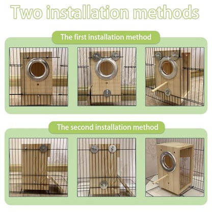 Parakeet Nesting Box Transparent Bird Nest Breeding Box with Perch | 7.87 X 4.72 X 4.72 inch Parrot Mating Box Wood Bird House Aviary for cage (S vertical) - style: S vertical