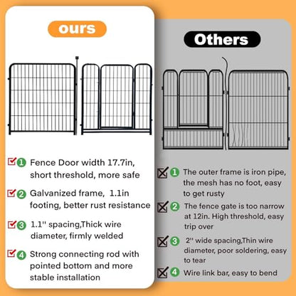 Getlay 56in(H) Garden Fence, 10 Panels Total 22.1 Ft(L), Garden Fence with Low Threshold Gate, Anti Dig Fence Barrier, Fencing for Garden Beds, Black Metal Decorative Garden Fencing - size: 56''(H)-10panels-22.1ft(L)