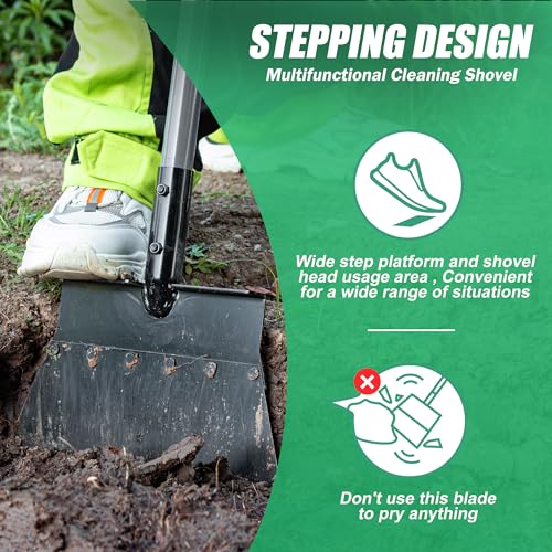 Suchtale Garden Flat Shovel,Floor Scraper, Heavy Duty Multifunctional Outdoor Cleaning Shovel with 54 Adjustable Long Handle, Ideal for Weed Scraper, Lawn Edging,Trenching,Driveway,Sidewalk