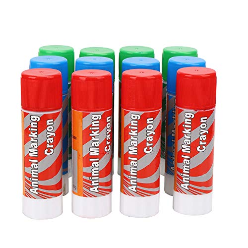 Livestock Crayon, 12Pcs Large Livestock Marking Crayons, Red Green Blue Color Marker Pens for Pigs, Animal Identification,