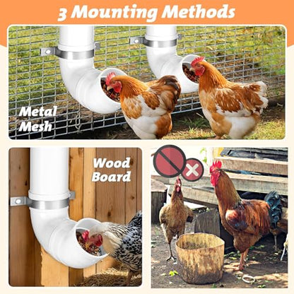 PVC Pipe Chicken Coop Feeder, Rat-Proof with Lid, Poultry Feeder (1 Pack) - color: 1pack