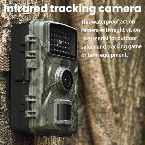 Camera with Night Vision IP66 Waterproof, 1080P 0.8S Trigger Motion Activated Trail Cameras for Outdoor Scouting Wildlife Monitoring, Black
