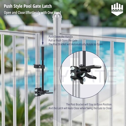 Pool Gate Latch, Auto Pool Gate Safety Latch for Chain Link Fence, Push Style Pool Gate Lock Chain Link Fence Gate Latch for Metal Gates, Outdoor Pool Safety (1-3/8"x2-3/8") - size: 1-3/8"x2-3/8"