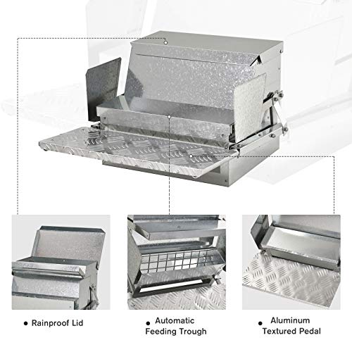 PawHut 25 lbs Capacity Automatic Chicken Poultry Feeder with a Galvanized Steel and Aluminium Build, Weatherproof Design - size: 16.5" L x 20" D x 11.25" H