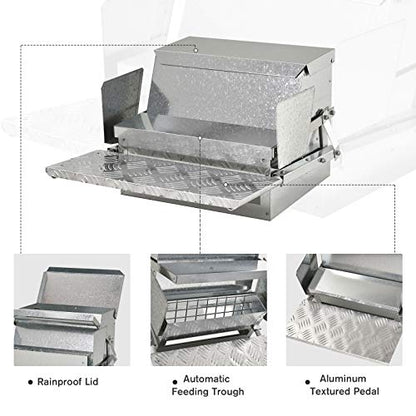 PawHut 25 lbs Capacity Automatic Chicken Poultry Feeder with a Galvanized Steel and Aluminium Build, Weatherproof Design - size: 16.5" L x 20" D x 11.25" H