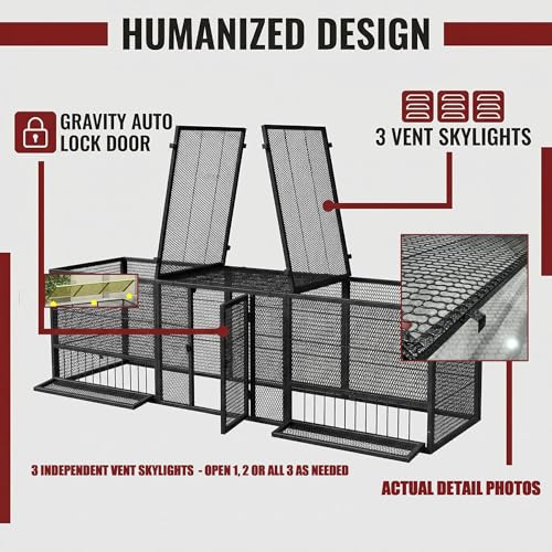 83" Metal Chicken Coop with Run Portable Chicken Tunnel Run and Coop Extension Heavy Duty Outdoor Poultry Cage for 15-20 Chickens Easy-Assembly Movable Chicken Duck Pen Black and Silver
