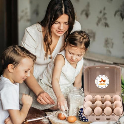 LayHyand 50 Pcs Vintage Egg Cartons with Labels, Square Dozen Egg Basket Blank Natural Paper Pulp, Classical 3x4 Style Holds Up to One Twelve 12 Count Chicken Eggs, Sturdy Eggs Box with Stickers - size: Dozen Egg Cartons 50 Pcs Set