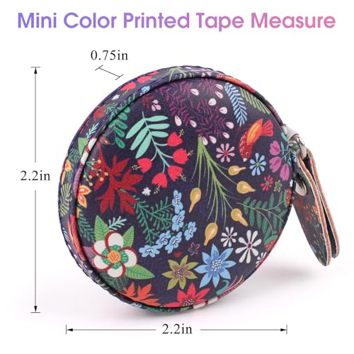 Retractable Mini Tape Measure, Auto-Retract, Premium Leather Tape Measure, Dual-Sided Ruler, Ideal for Fabric Cutting, Body Measurements, and Handicrafts (Tropical Flowers) - color: Colorful Tropical Flowers