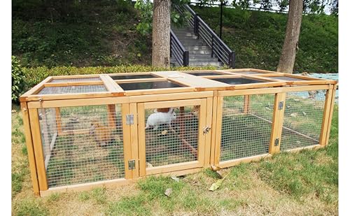 No Assembly Foldable Chicken Coop Wood Small Animal House Portable Outdoor Run with Sunlight Roof and Handle for Rabbit Guinea Pig Duck