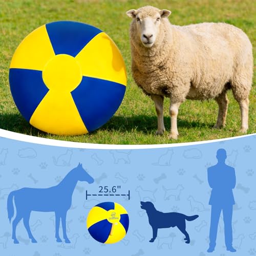 25'' Herding Ball for Dogs & Horses, Large Dog Training Ball with Handle, Big Collie Ball for Australian Shepherd, Blue Heelers, Medium to Large Breeds, Horse Ball for Outdoor Play