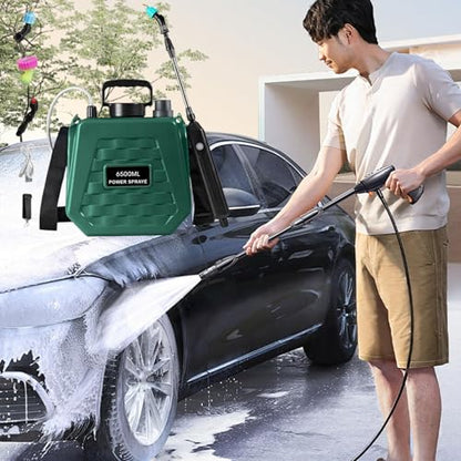 Garden Sprayer Battery Powered | Backpack Mister Rechargeable,Battery Power Sprayer with Adjustable Shoulder Strap | for Farm Lawn Yard Backyard Agriculture Plant Outdoor Home - color: 6.5L Army Green