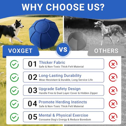 Herding Ball Toy for Dogs 3242432 Ball Set for Australian Shepherd, Interactive Dog Training Toys for Large Breeds Outdoor Play Exercise (Bright Blue,L)