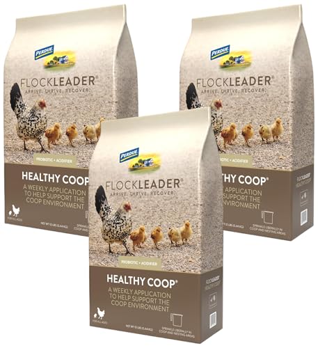 FlockLeader Healthy Coop,Litter Additive for Chicken Coop with Probiotic & Acidifier,Reduces Odor,Wetness & Bacteria,12lbs,(Pack of 3) - size: 192 Ounce (Pack of 3)