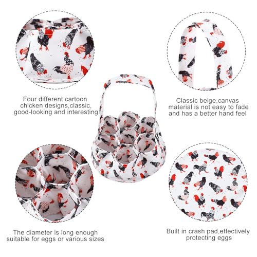 Egg Collecting Basket, Canvas Egg Basket for Gathering with 7 Pouches for Chicken, Duck, Goose, Bird, Various Poultry Collection (Red-tailed) - style: Red-tailed chicken
