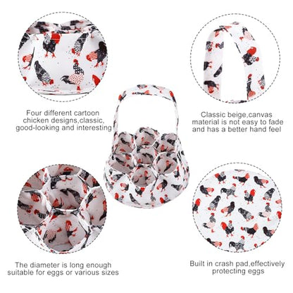 Egg Collecting Basket, Canvas Egg Basket for Gathering with 7 Pouches for Chicken, Duck, Goose, Bird, Various Poultry Collection (Red-tailed) - style: Red-tailed chicken