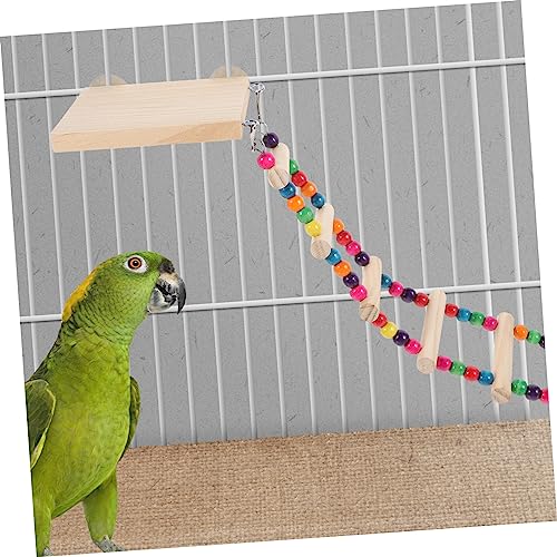 Happyyami Parrot Climbing Ladder Perch Platform Bird Biting Toy for Birds for Parakeets Cockatoos and Macaws Fun and Engaging - size: 43x10cm