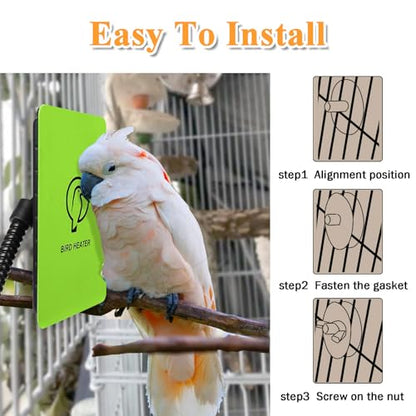 Bird Heater for Cage - Snuggle Up Bird Warmer for Exotic Pet Birds, 10W African Grey, Parakeets, Parrots, (3.7"x5.7")