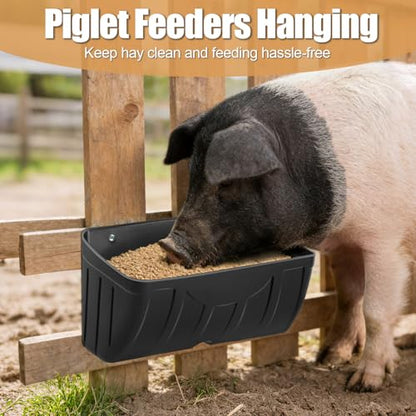 Chicken Feeder Waterer,Hanging Goat Feeders,5 Quart*2 Pack,Feeder Trough for Sheep Duck Poultry Dog, Fence Feeder Trough Livestock Feeding Container, Chicken Coop Accessories,Black - color: 2 Pack Black