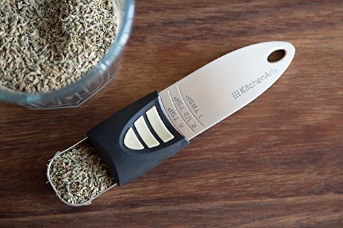 KitchenArt Professional Series Tablespoon, Champagne Satin Measuring Spoon, Adjustable from 1/2 Teaspoon to 1 Tablespoon, White & Black - size: 1-Piece Set