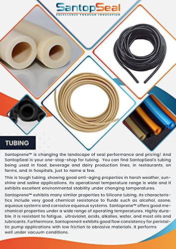 3/16" ID x 7/16" OD - 100 ft roll - Santoprene Tubing, SantopSeal Thermoplastic Rubber Black Chemical Resistant flexible hose 64A, Low pressure rubber tubing - size: 3/16" ID x 7/16" OD