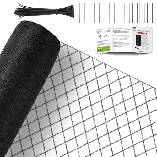 Netting for Chicken Coop, Chicken Netting for Hawks (Overhead), 7.5 x 100 ft HDPE Bird Netting, with Zip Ties & U-Stakes, Also for Berries & Fruit Trees