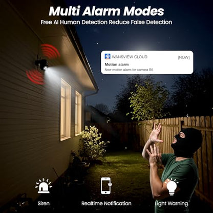Cinnado 2K Cameras for Home Security-2.4G WiFi Outdoor Camera Wireless Solar/Battery Powered, 360° Viewing, Human Detection, Color Night Vision, Cloud/SD Storage B6 (B6-Black-1pack-2.4G) - style: B6-Black-1pack-2.4G
