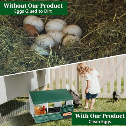 VINGLI Chicken Nesting Box, 3-Compartment Nesting Boxes for Hens Roll-Out with Plastic Baskets, Chicken Coop Laying Box (Green) - color: Green, size: 3 Compartment