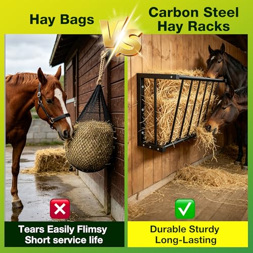 Loyala Hay Feeder, Heavy Duty Wall Mount Hay Rack with 16 Gallon Capacity, 26'' Long Livestock Hay Feeder for Sheep, Goats, Horses Indoor Outdoor Uses