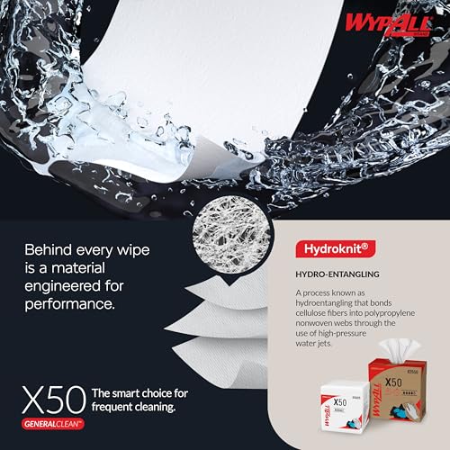 WypAll GeneralClean X50 Cloths Cleaning Wipes (35015), Jumbo, Strong Towels for Extended Use, White (1 Roll of 1,100 Sheets, 1,100 Sheet Total) - size: 1 Count (Pack of 1100), style: Jumbo Roll