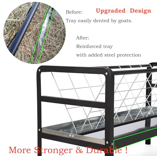 Pasture Hay Feeder for Goats, Sheep, Miniature Horses and Small Livestock,5 Feet Long, Black