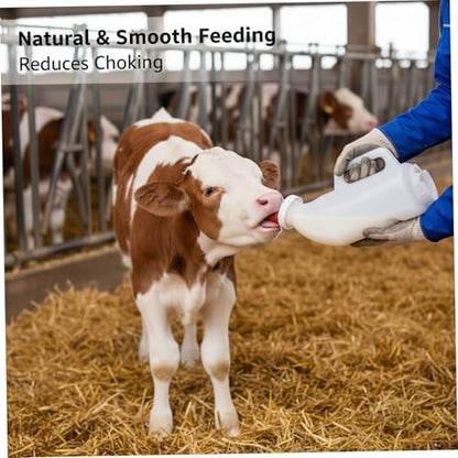 Calf Bottles and Nipples, Calf Bottle, 2L Horizontal Bottles and Nipples with Large Capacity & 2 Soft Silicone Nipple for Safe Feeding, Goat Bottle