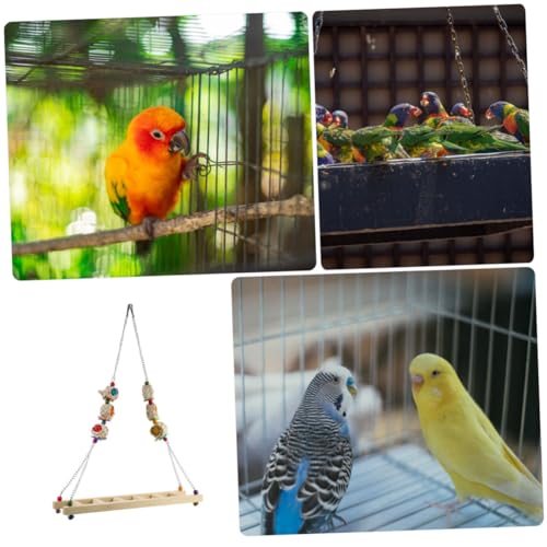 Sosoport Chicken Ladder Swing Perch Wood Stand Toy for Parrots and Birds Natural Wood Construction Rattan Balls Promotes Balance and Exercise for Chickens and Parrots