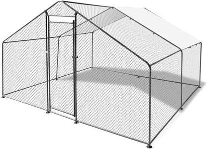 9.8'L x 9.8'W x 6.6'H Large Chicken Coop, Metal Chicken Run, Walk-in Chicken Pen Poultry Cage House with Waterproof and Anti-Ultraviolet Cover for Outdoor Backyard Farm Use - size: 9.8'L x 9.8'W x 6.6'H