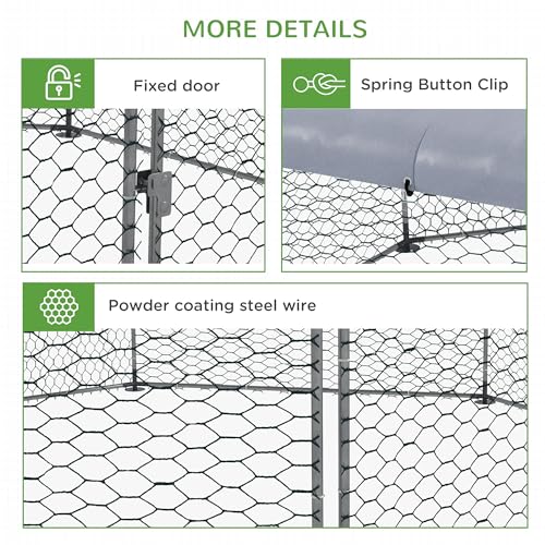 PawHut Large Chicken Coop Metal Chicken Run for Chickens with Waterproof and Anti-UV Cover, Polygon Shaped Walk in Fence Cage Hen House for Outdoor and Yard Farm Use, 1" Dia, 17.1' x 15.7' x 9'