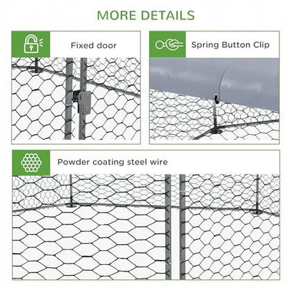 PawHut Large Chicken Coop Metal Chicken Run for Chickens with Waterproof and Anti-UV Cover, Polygon Shaped Walk in Fence Cage Hen House for Outdoor and Yard Farm Use, 1" Dia, 17.1' x 15.7' x 9'