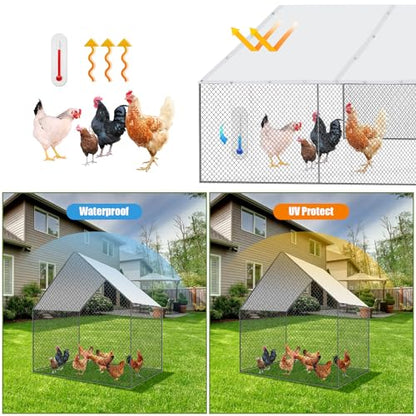VitalCozy 1 Set Chicken Coop Cover Waterproof 11.5 x 6.6 ft Chicken Cover Coop Tarp with 25 Pcs Ball Bungees Cords, Accessories for Walk-in Run Pen, Outdoor, Yard - size: 16.7"L x 12.2"W x 2.8"H