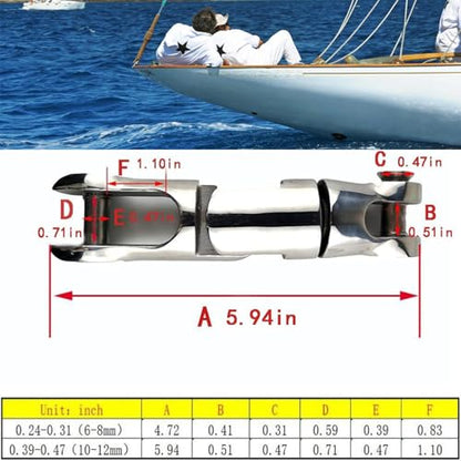 Duty 316 Stainless Steel Multi-Directional Double Anchor Swivel Connector(1/4"-5/16" 3/8"-1/2") - size: 3/8"-1/2"