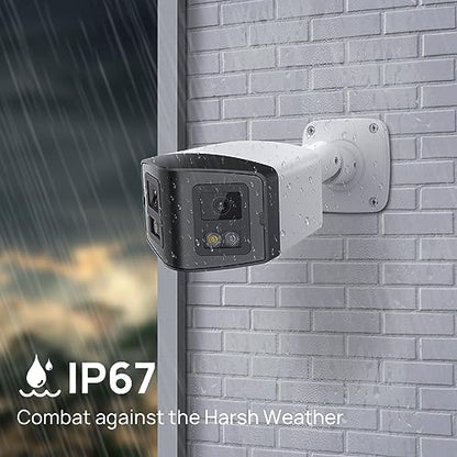PANOEAGLE 4MP Dual Lens PoE IP Security Camera Outdoor with 180° Panoramic Wide Angle,Smart Color Night Vision,Smart Motion Detection,2-Way Audio & Micro SD Slot(512G),IP67 Waterproof,NDAA Complaint
