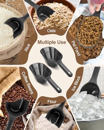 2 PACK Dog Food Scoop,1 Cup Capacity Pet Food Scoop With Measuring Lines For Dog, Puppy and Cat (Black) - color: Black