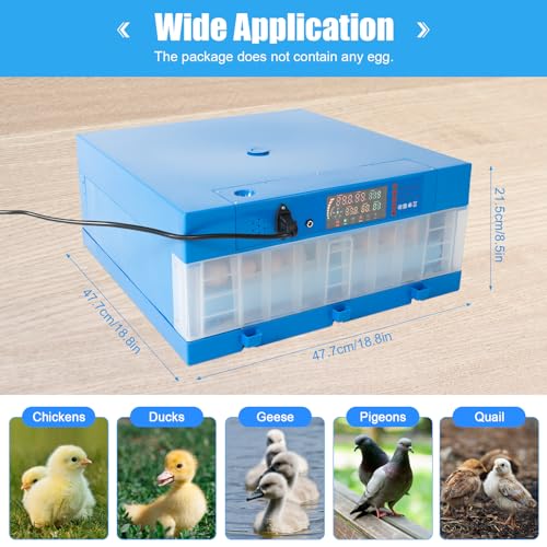48 Egg Incubator 2-in-1 Incubation & Hatching, Incubator with Automatic Egg Turning Humidity Control, Precise Temperature, Digital Display, AC110V or DC12V, for Chicken, Quail, Duck Eggs